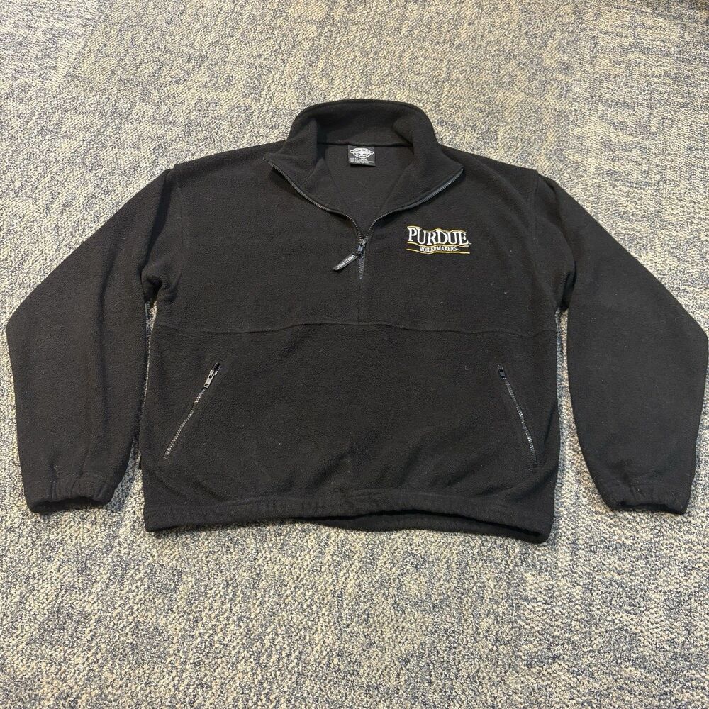 Vintage 90s Charles River Fleece Jacket Purdue Boilermakers Black Size XXL